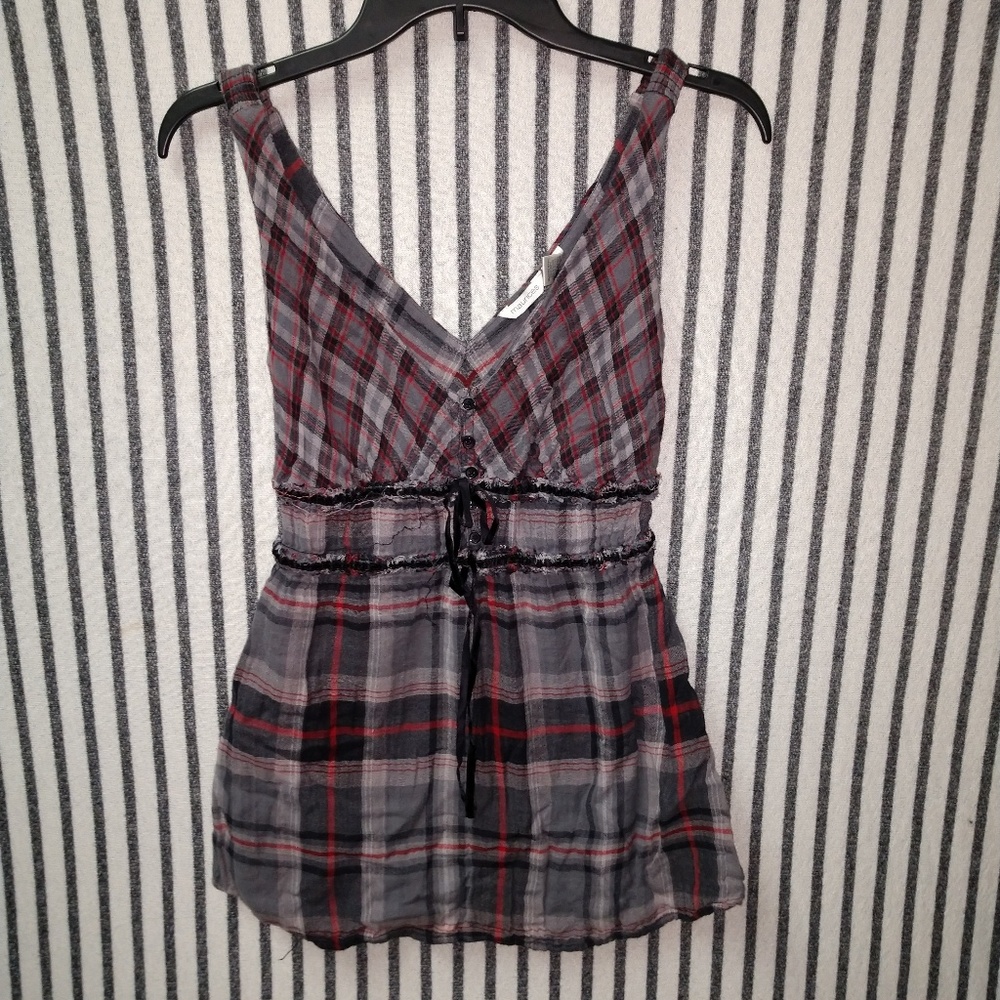 Plaid Button Tank
